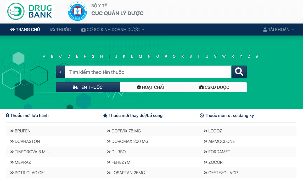 Bộ Y Tế ra mắt Ngân hàng dữ liệu ngành Dược đầu tiên của Việt Nam | DrugBank