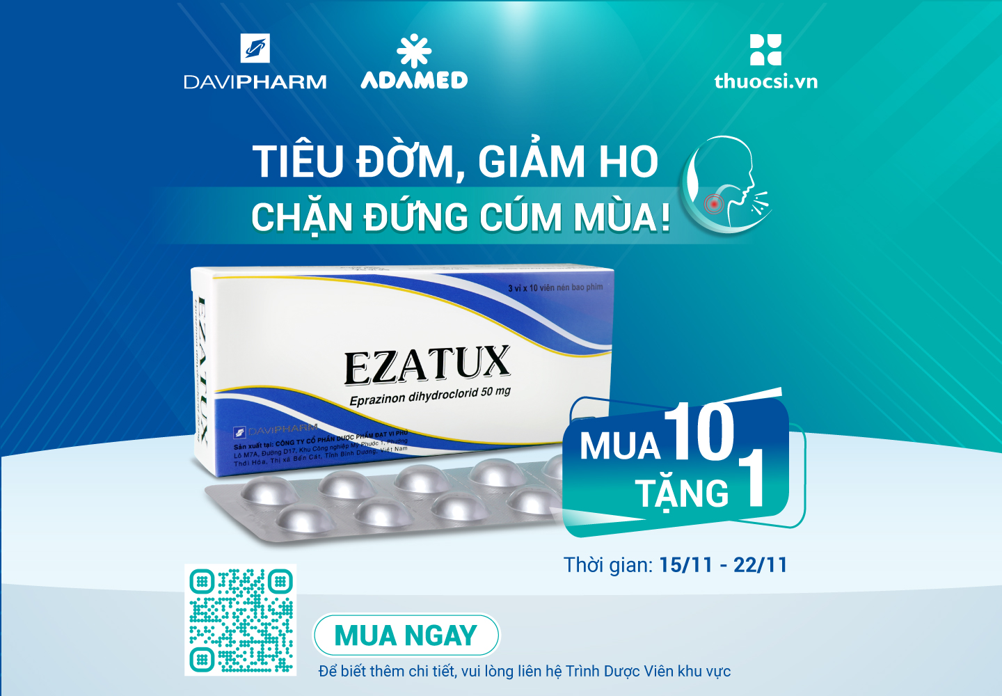 Ezatux - Tiêu đờm giảm ho hiệu quả