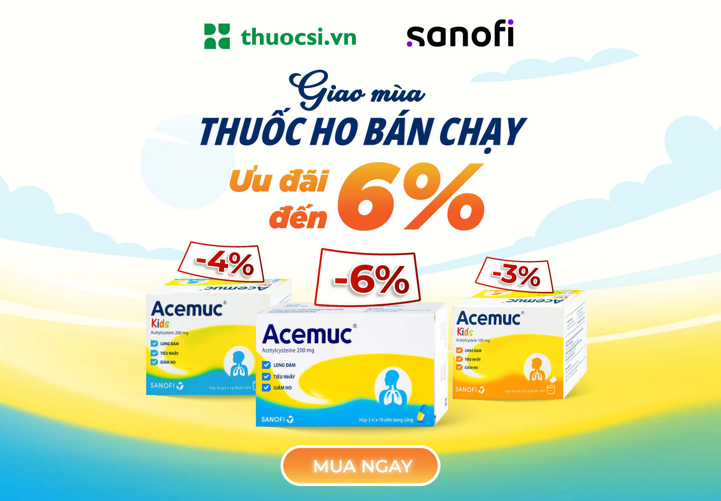 Acemuc - thuốc điều trị ho thời điểm giao mùa hiệu quả