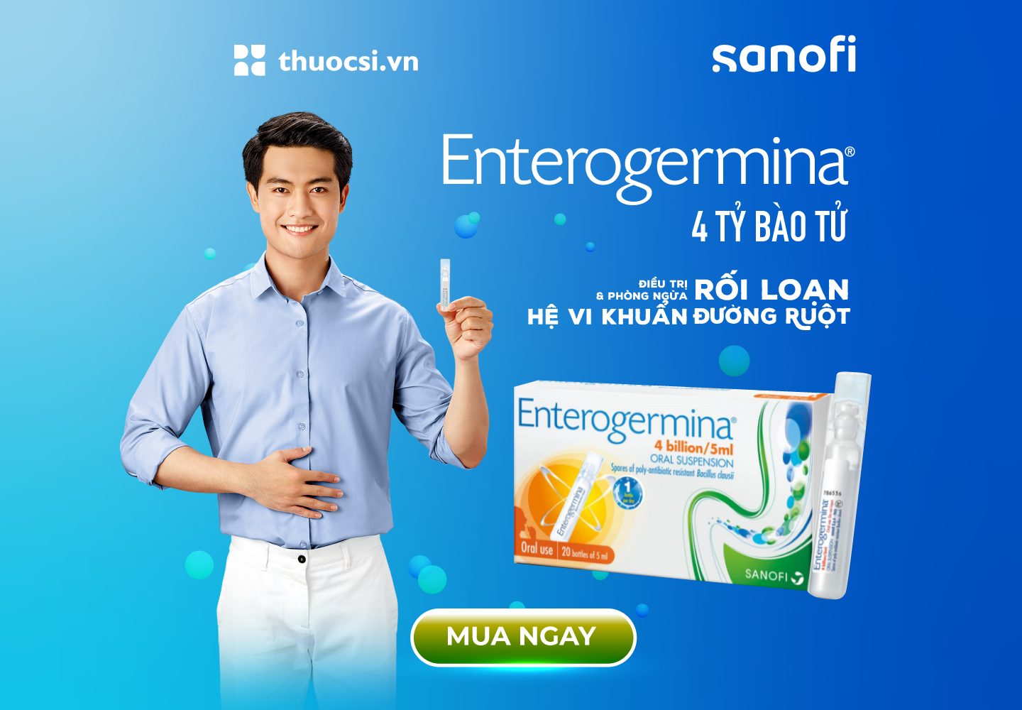 Cải thiện hệ vi sinh đường ruột cùng Enterogermina