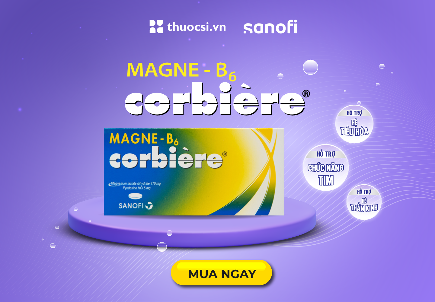 Magne B6 Corbiere Sanofi - thuốc tốt để điều trị thiếu Magie và vitamin B6