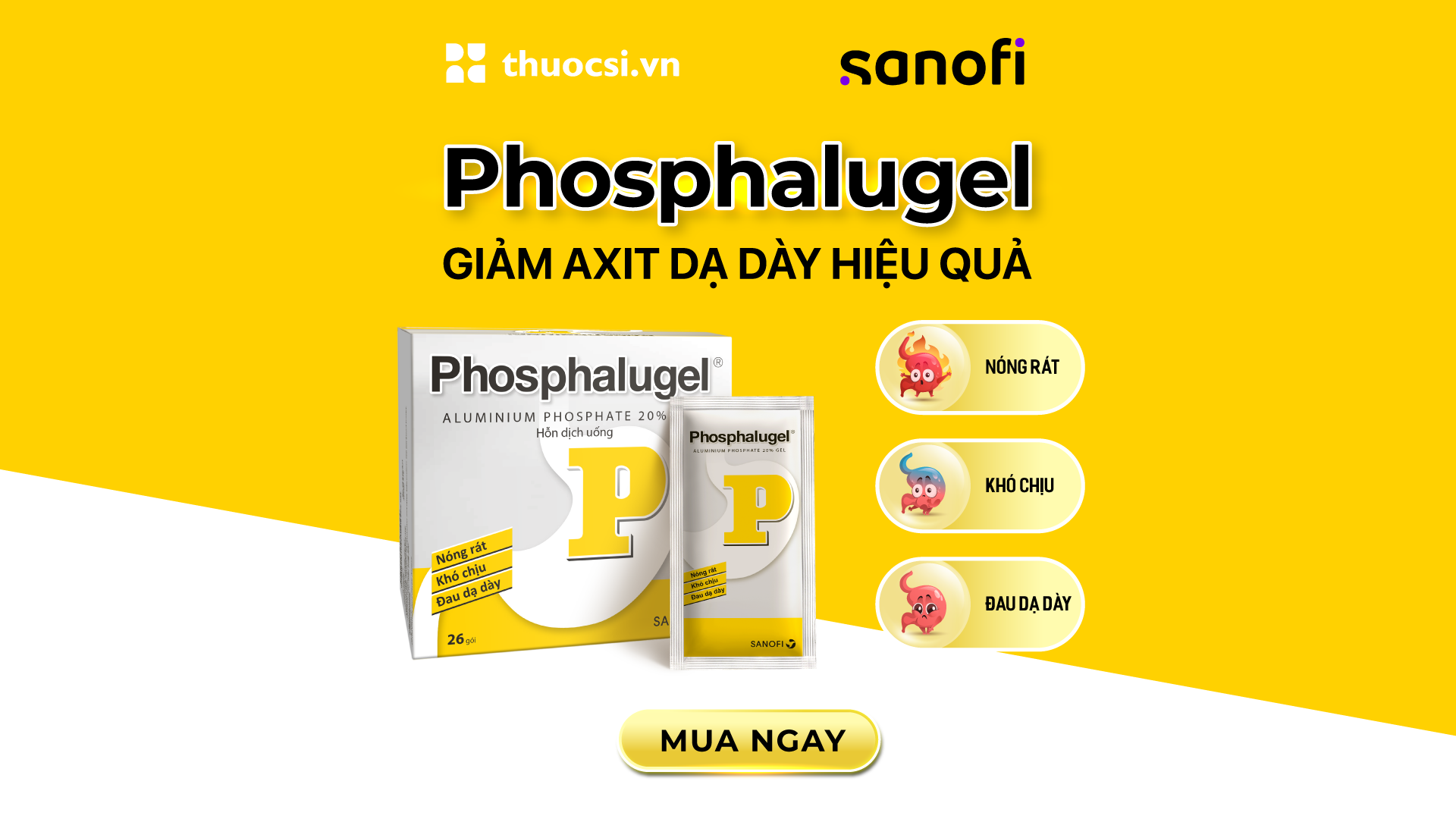 Phosphalugel - giảm acid dạ dày hiệu quả