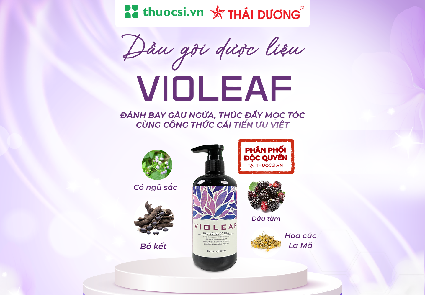 Dầu gội dược liệu Violeaf - đánh bay gàu ngứa, thúc đẩy mọc tóc